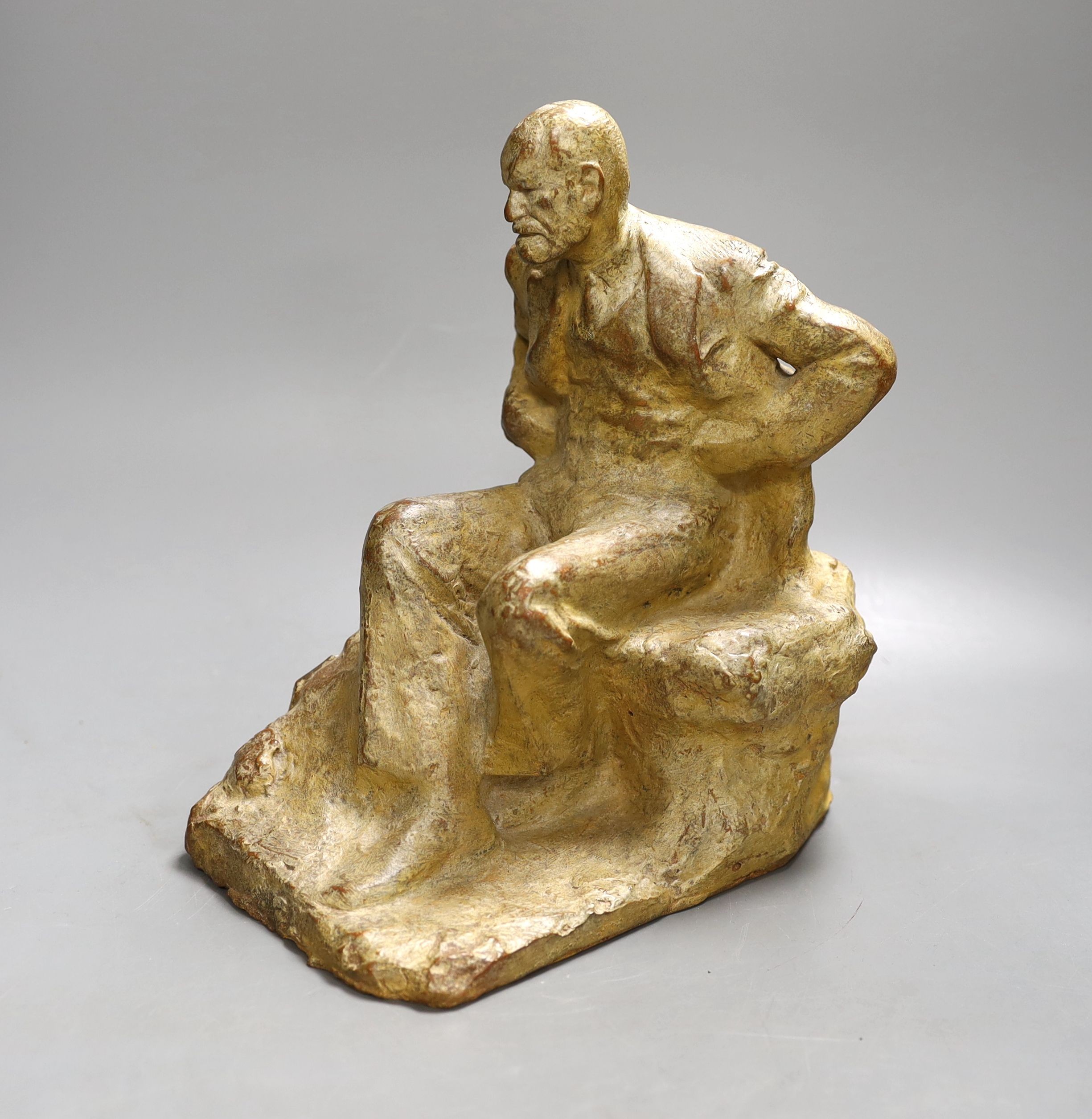 Oscar Nemon (1906-1985) Sigmund Freud, a painted terracotta maquette, signed, 23.5 cm high